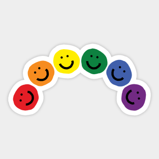 Rainbow Pride Curve Smiley Faces Sticker